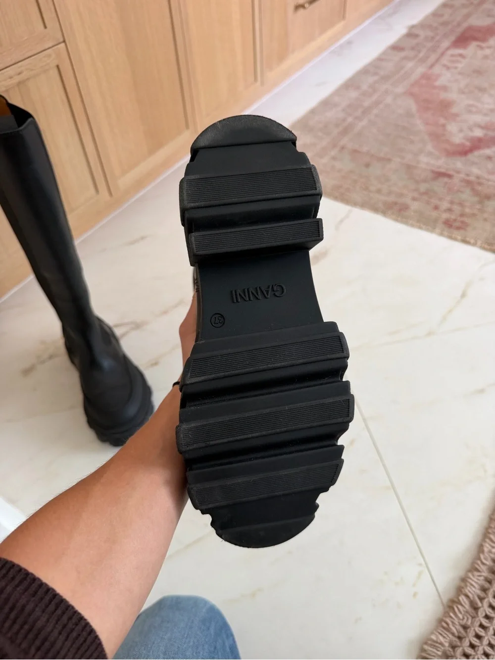 GANNI Cleated Knee-High Chelsea Boots (ONLY WORN ONCE - LIKE NEW!)